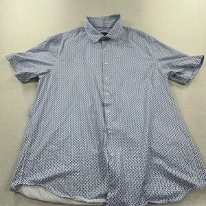 Bugatchi OoohCotton Tech 8-Way Stretch Shirt Mens 3XL Purple Lilac Geometric